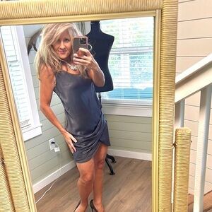 🔥Helmut Lang,Benny Dress,Stunning Shimmer,Asymmetrical,Side-Zip, EUC, Size 6